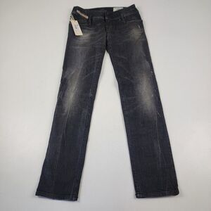 Diesel Womens Jeans Tapered Charcoal Grey Distressed Washed Matic W24 L30 NWT